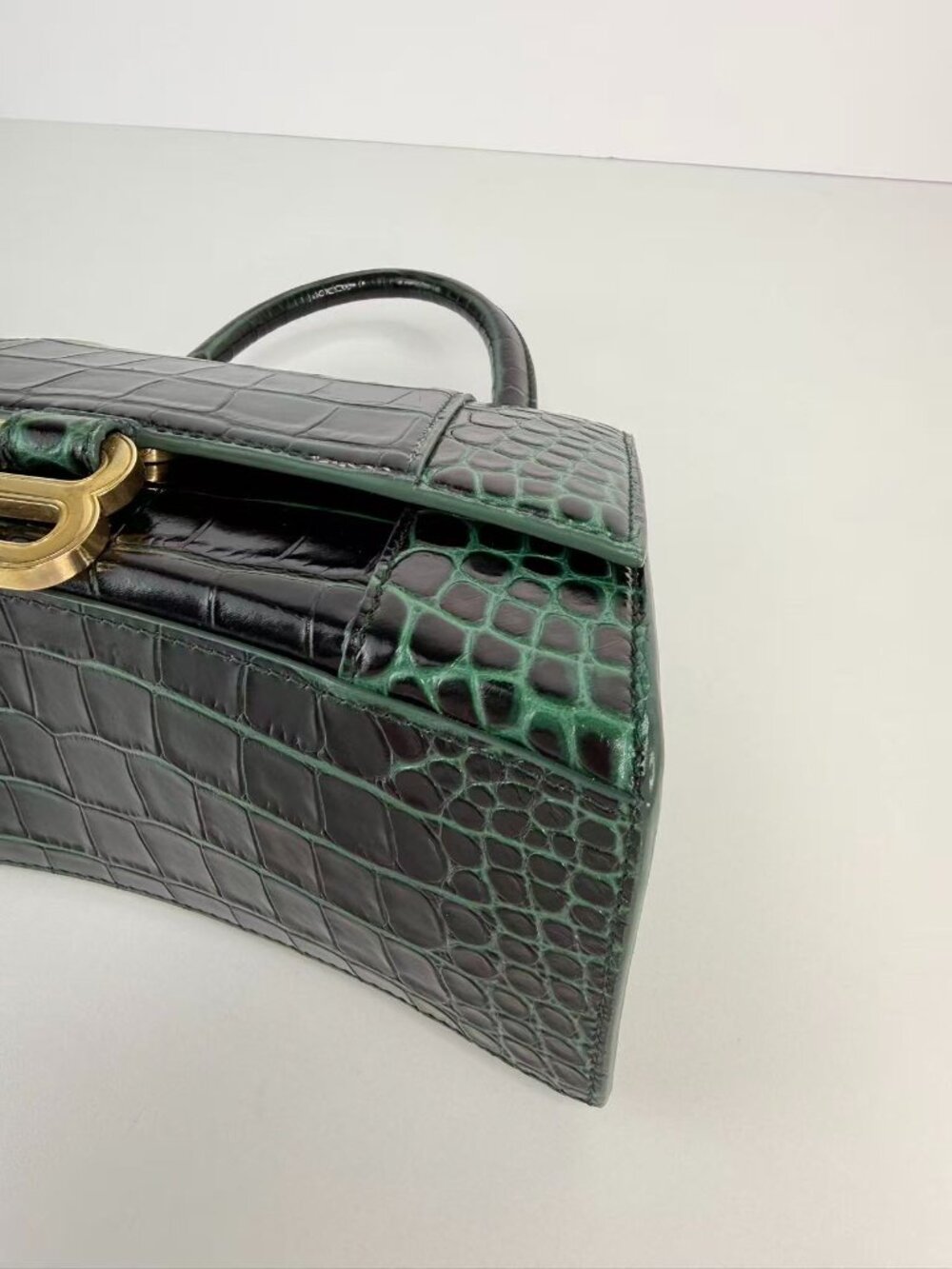 Balenciaga Hourglass XS Croc Embossed Leather Top Handle Crossbody Bag - Picture 7 of 11